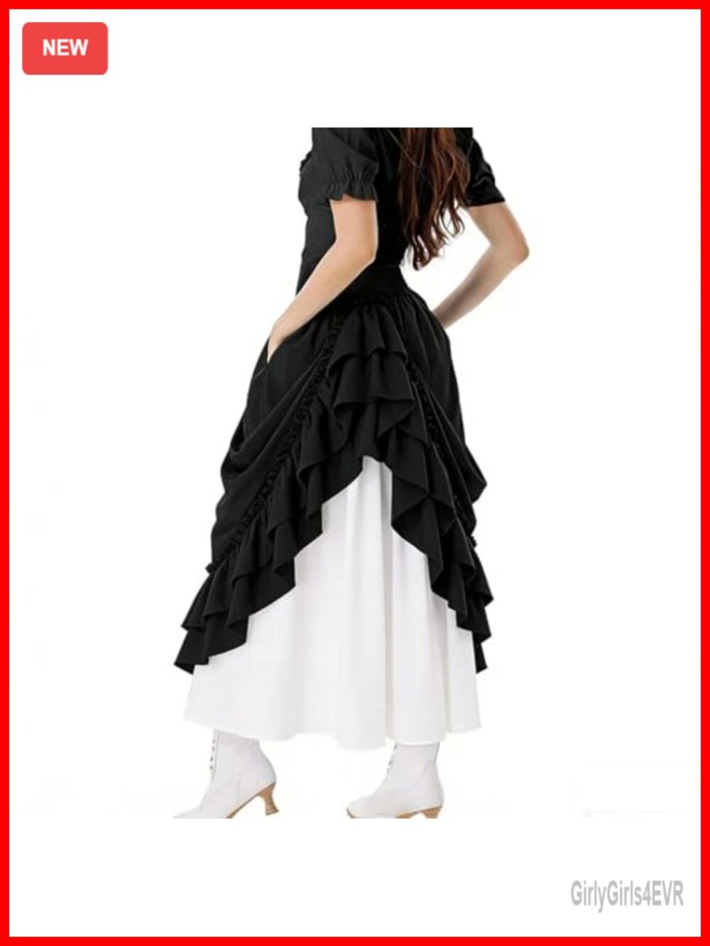 Women's Renaissance Double-Layered Maxi Skirt Ruffled Midi